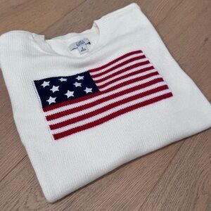 Croft & Barrow American Flag White Sweater Medium